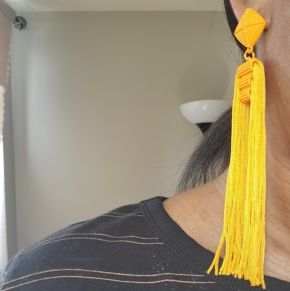 Jewelry - Orange long tassel earring